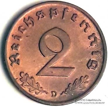 2 рейхспфеннинга 1939 г. (D)