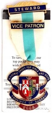 Знак MTGB 2008. STEWARD Masonic Trust for Girls and Boys.