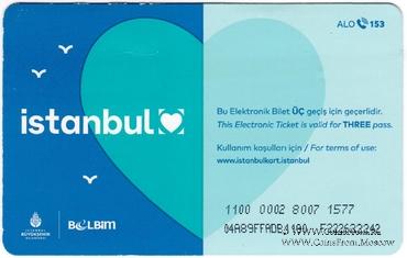 Транспортная карта Стамбула 2023 г. (Турция). 3 поездки