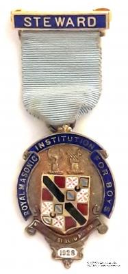 Знак RMIB 1928. STEWARD ROYAL MASONIC INSTITUTION FOR BOYS.  – Королевский Масонский институт для мальчиков.