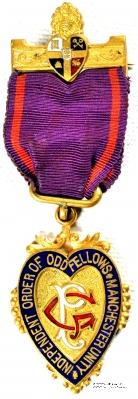 Знак INDEPENDENT ORDER OF ODDFELLOWS MANCHESTER UNITY – МАНЧЕСТЕРСКИЙ СОЮЗ НЕЗАВИСИМОГО ОРДЕНА ТАЙНОГО БРАТСТВА