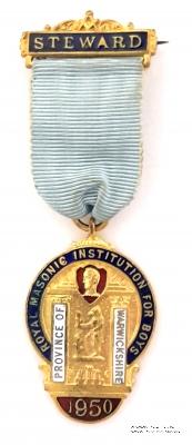 Знак RMIB 1950. STEWARD ROYAL MASONIC INSTITUTION FOR BOYS. – Королевский Масонский институт для мальчиков.
