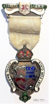 Знак RMIG 1922. STEWARD ROYAL MASONIC INSTITUTION FOR GIRLS.  – Королевский Масонский институт для девочек.
