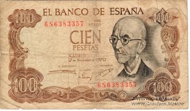 100 песет 1970 г.
