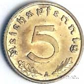 5 рейхспфеннингов 1939 г. (A)