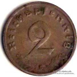 2 рейхспфеннинга 1939 г. (G)