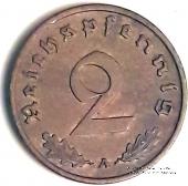 2 рейхспфеннинга 1939 г. (А)