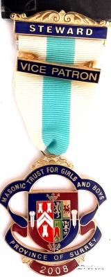 Знак MTGB 2008. STEWARD Masonic Trust for Girls and Boys.