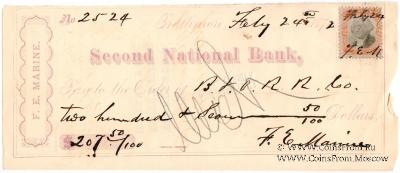 Банковский чек 1872 г.