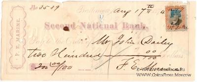 Банковский чек 1874 г.