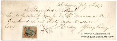 Банковский чек 1875 г.