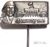 Значок Начало строительства Берлинской стены ГДР. Германия