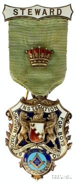 Знак RMIB 1905. STEWARD ROYAL MASONIC INSTITUTION FOR BOYS. – Королевский Масонский институт для мальчиков.
