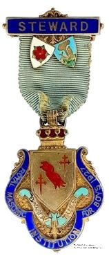 Знак RMIB 1927. STEWARD ROYAL MASONIC INSTITUTION FOR BOYS. – Королевский Масонский институт для мальчиков.